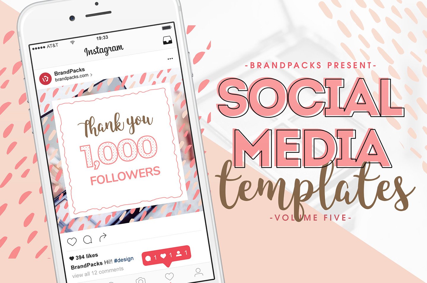 粉色系女性化妆品服装电商营销海报Instagram模板 Social Media Templates Pack Vol.5_img_2