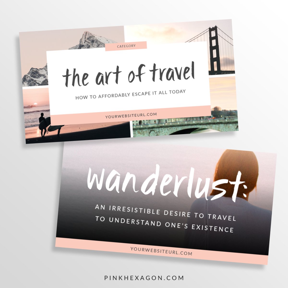 女性旅游摄影照片展示PSD海报Instagram模板 Wanderlust 10 Social Media Templates_img_2