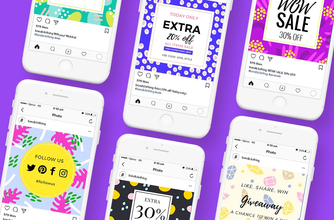 多彩女性饰品服装营销PSD海报Instagram模板 Social Media Banner Templates Vol.2_img_2
