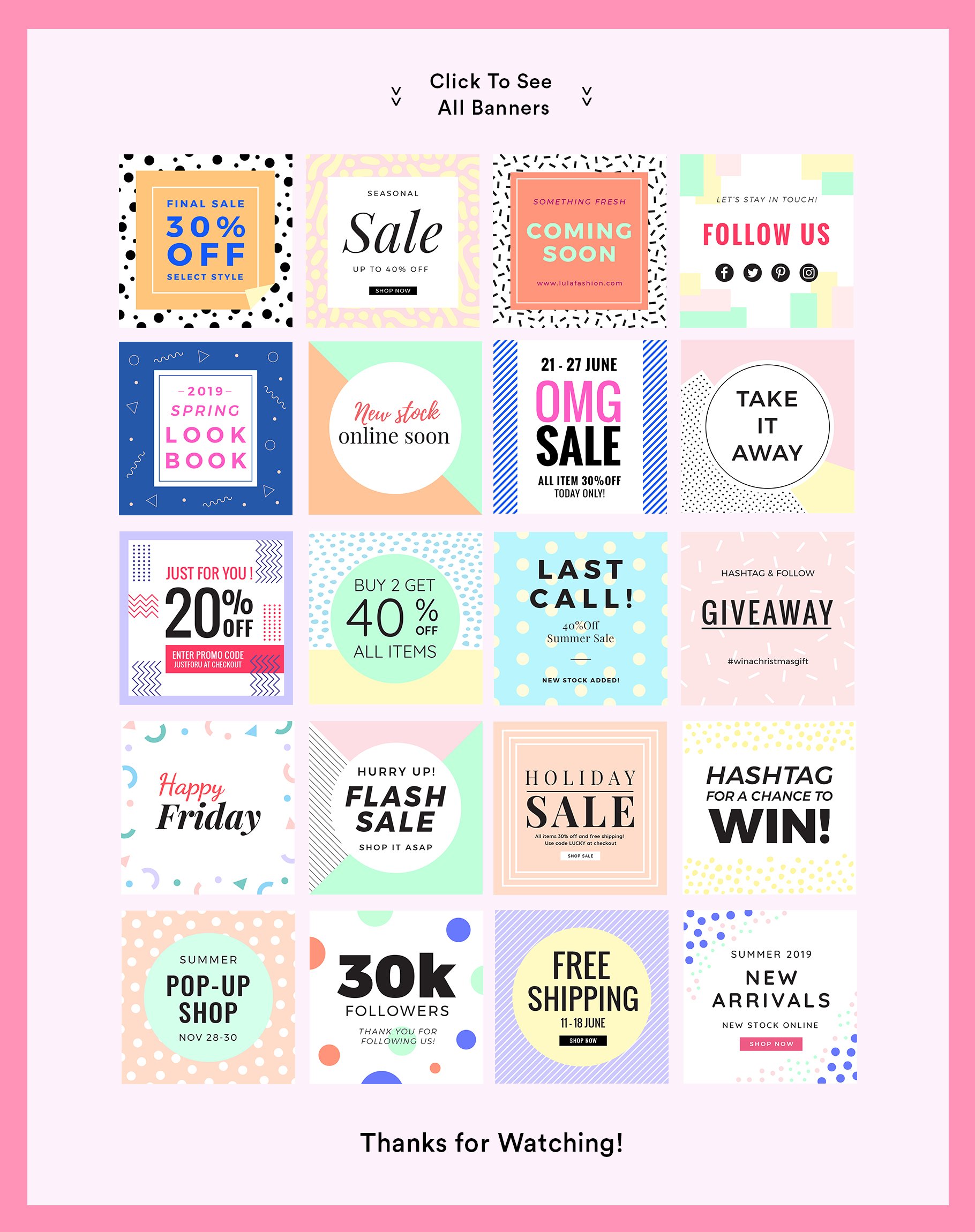 多彩女性饰品服装营销PSD海报Instagram模板Vol.1 Social Media Banner Templates Vol.1_img_2