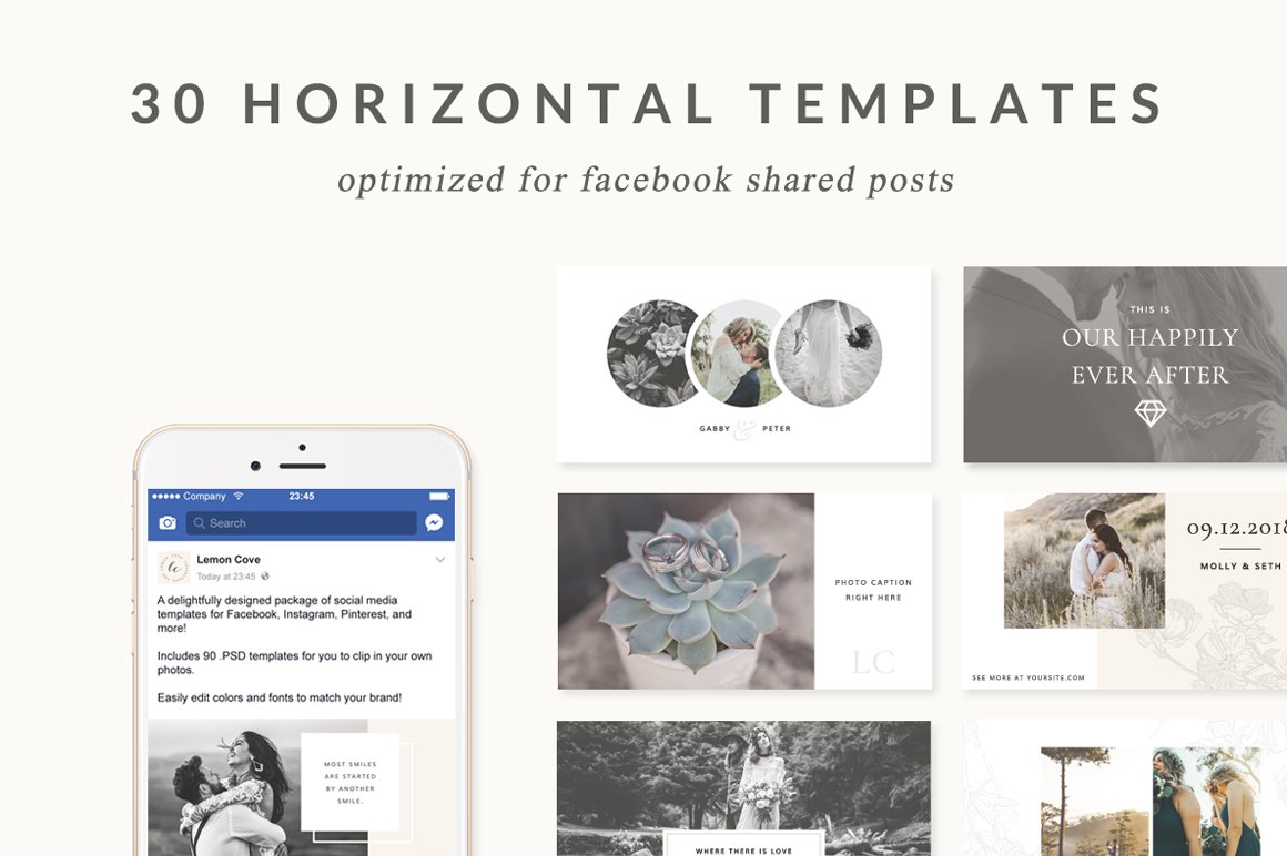 婚礼情人节朋友圈照片展示Instagram模板 Social Media Templates - Lemon Cove_img_2