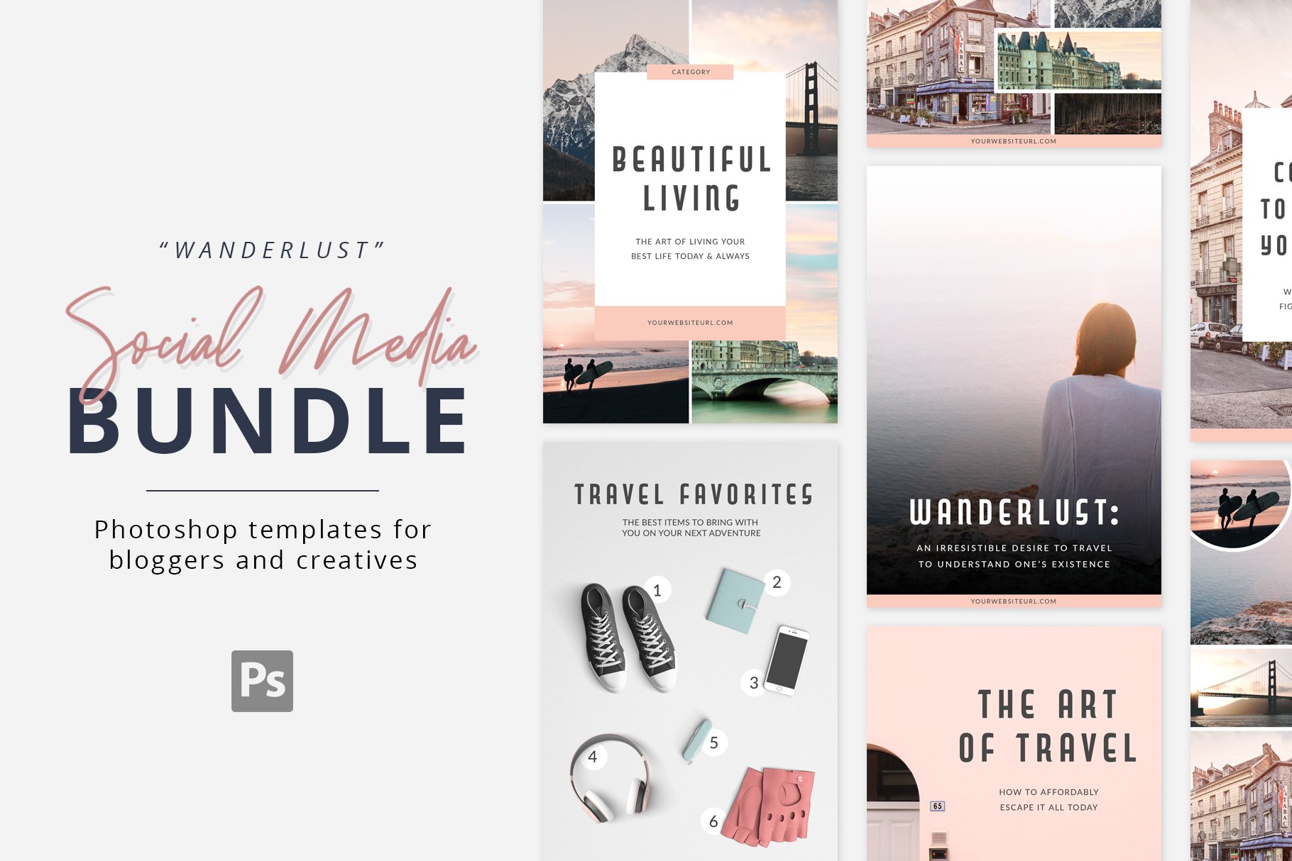 服装鞋子朋友圈主图排版Instagram模板 Social Media Templates Bundle_img_2