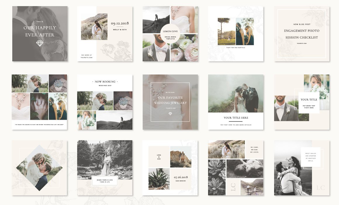 婚礼情人节朋友圈照片展示Instagram模板 Social Media Templates - Lemon Cove_img_2