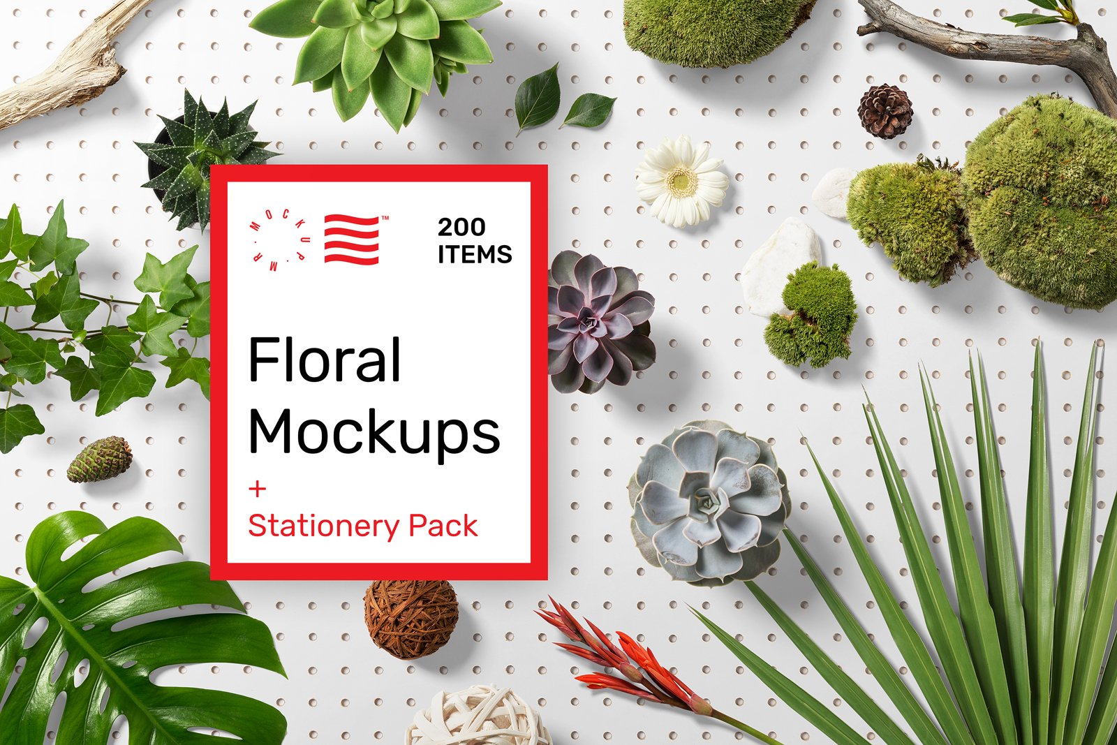 高品质花修饰名片办公文创样机合集 Floral Mockups + Stationery Pack_img_2