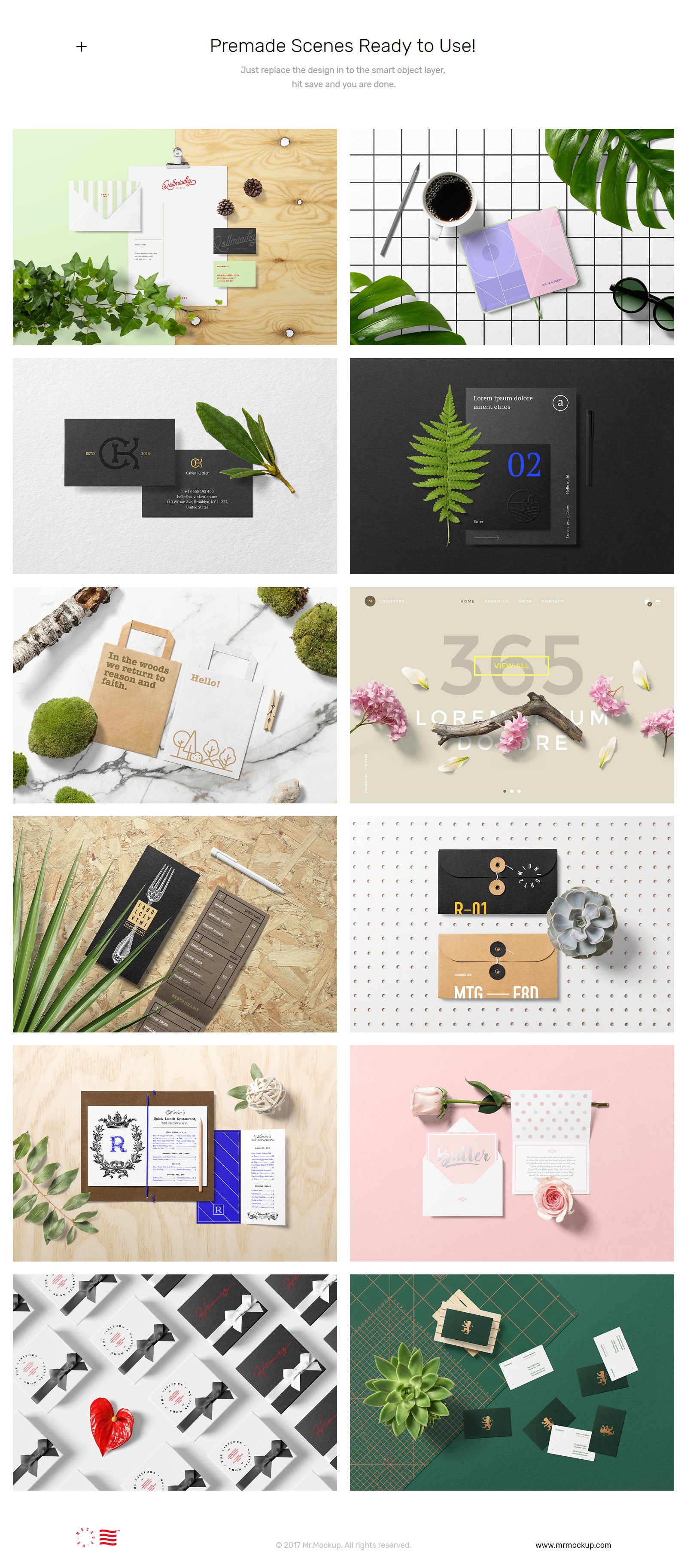 高品质花修饰名片办公文创样机合集 Floral Mockups + Stationery Pack_img_2