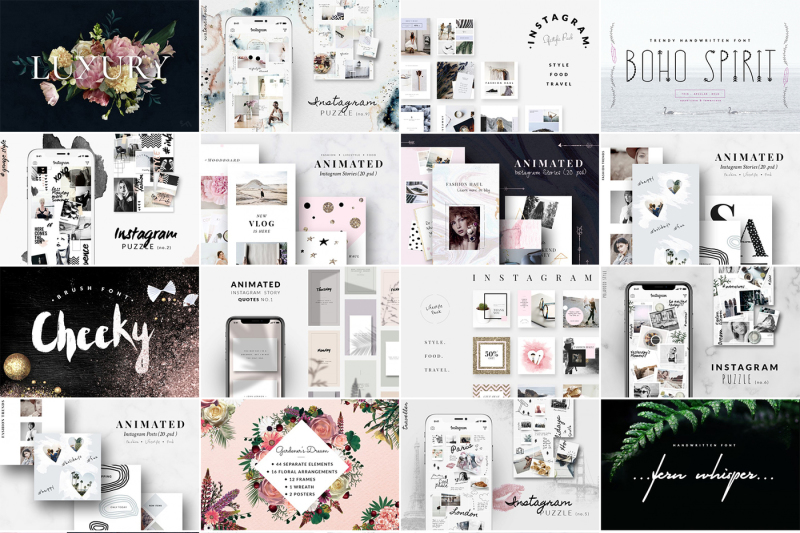 摄影照片产品电商营销海报Instagram模板合集 BUNDLE: Social Media Templates_img_2