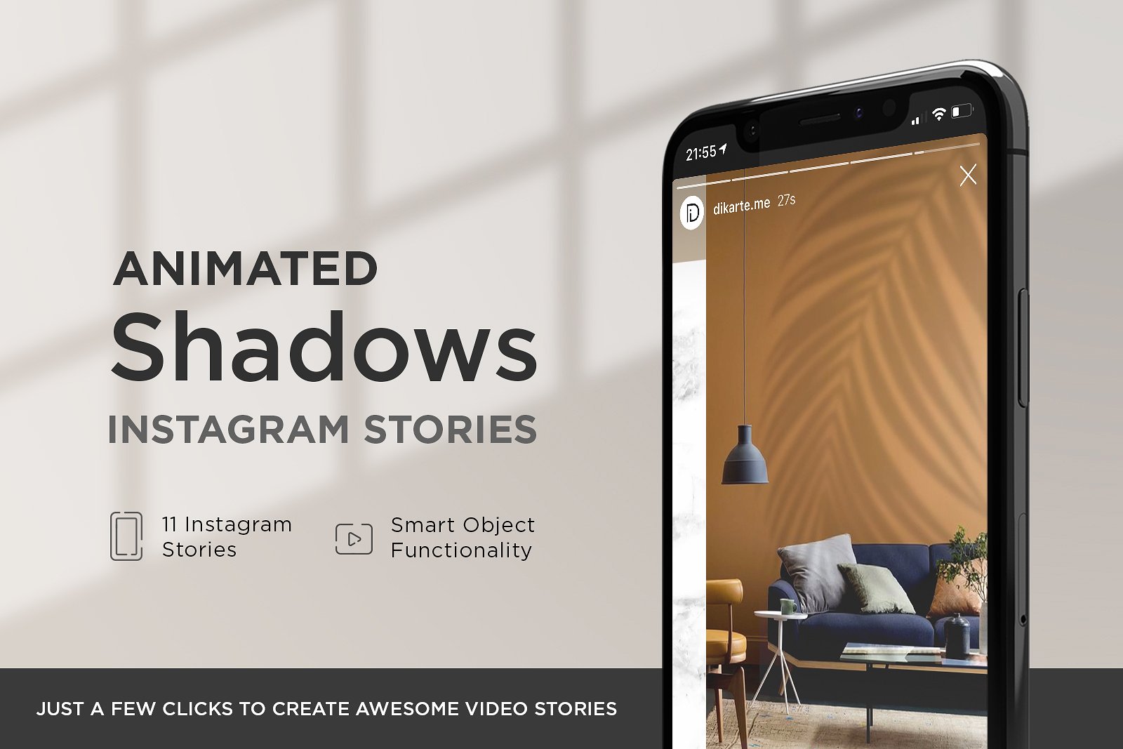 带有阴影的家居服装营销海报Instagram模板 Animated Shadows Instagram Stories_img_2