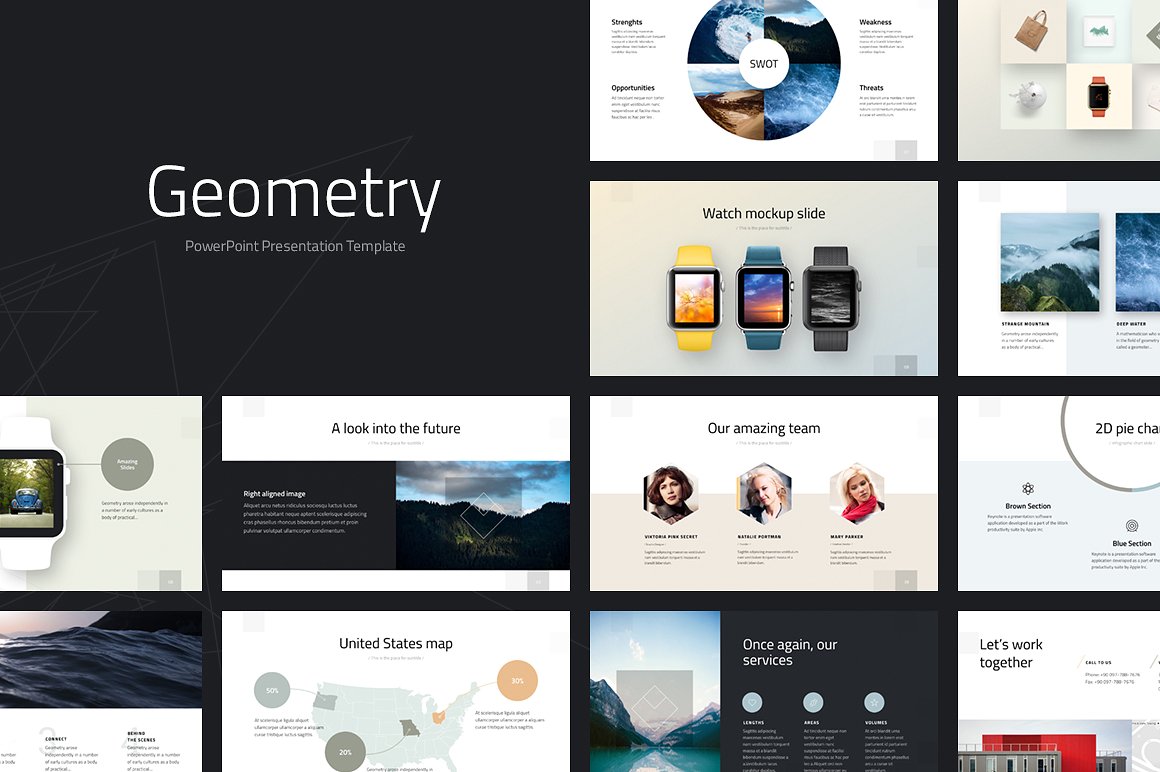 超现代产品营销企业品牌介绍PPT模板 Geometry PowerPoint Template_img_2