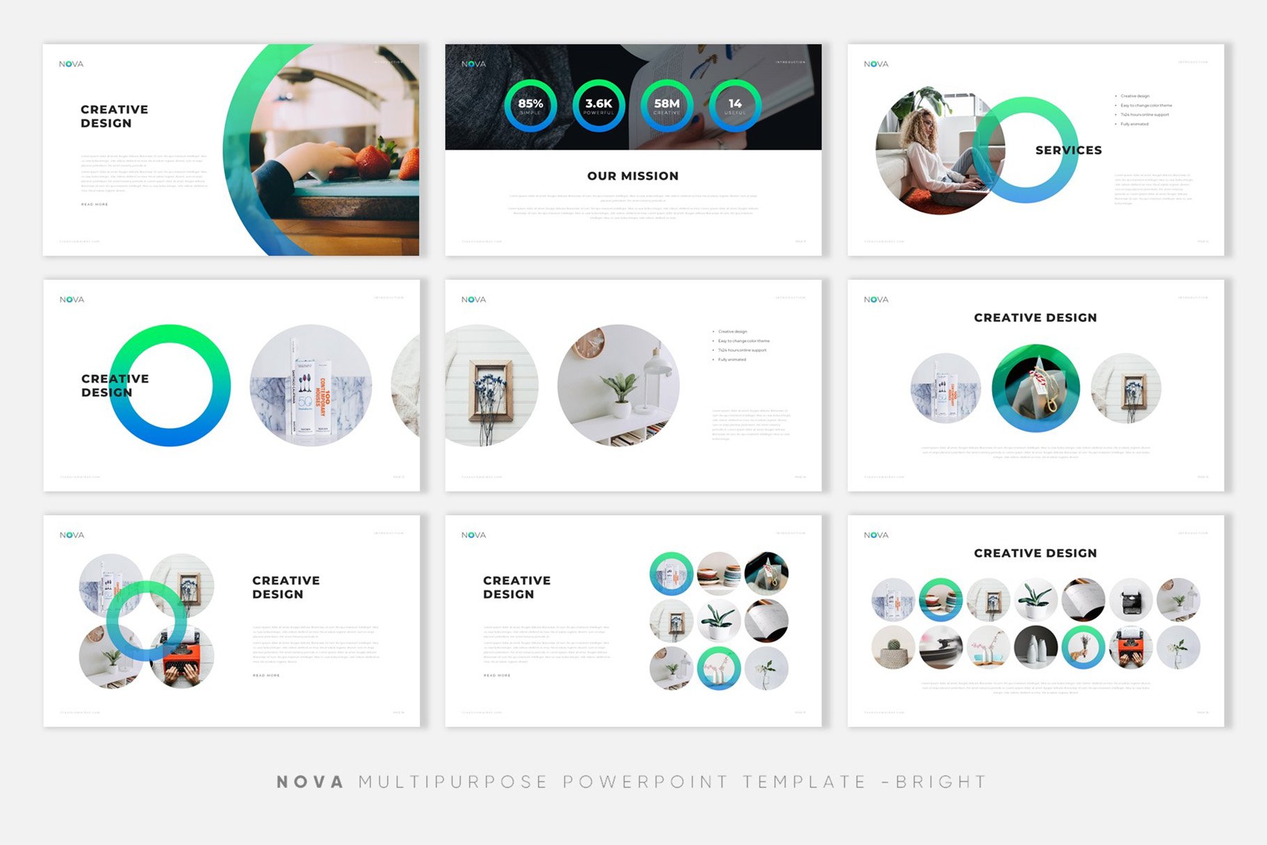 极简公司介绍项目业务策划PPT模板 NOVA Creative PowerPoint Template_img_2