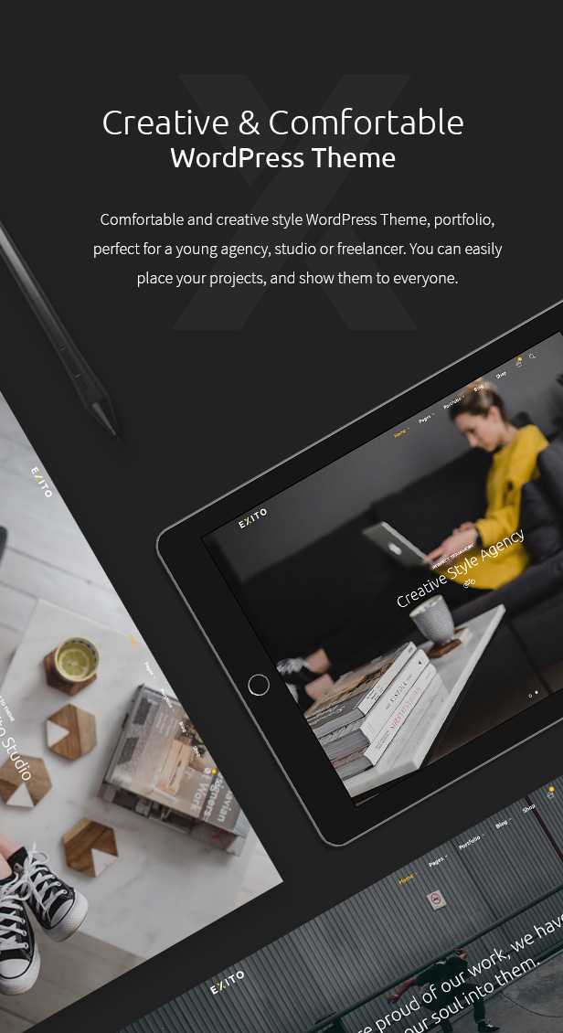 响应式设计师摄影师工作室WordPress模板 Exito - Creative & Comfortable WordPress Theme_img_2