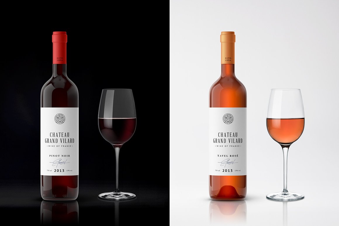 高端葡萄酒瓶贴品牌设计提案展示样机 Wine Packaging Mockups_img_2