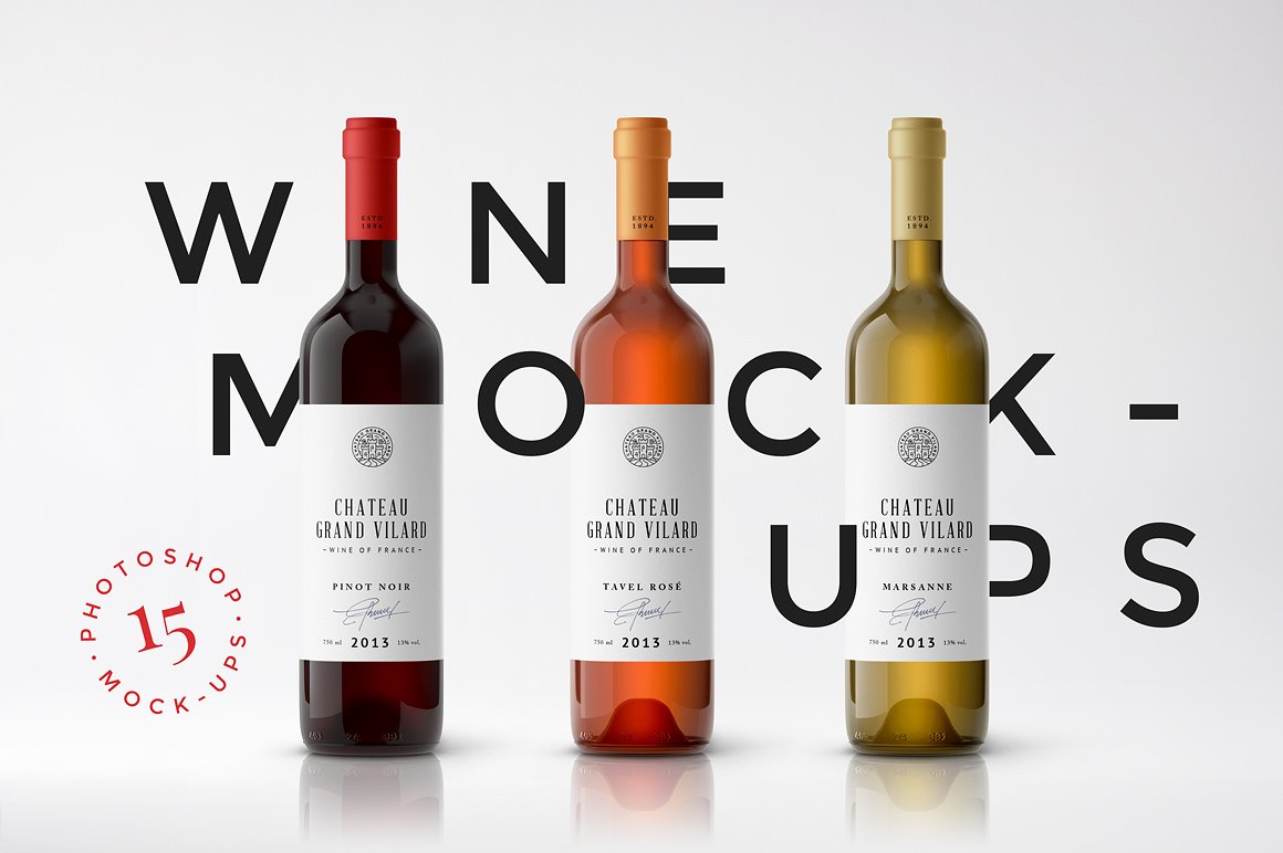 高端葡萄酒瓶贴品牌设计提案展示样机 Wine Packaging Mockups_img_2