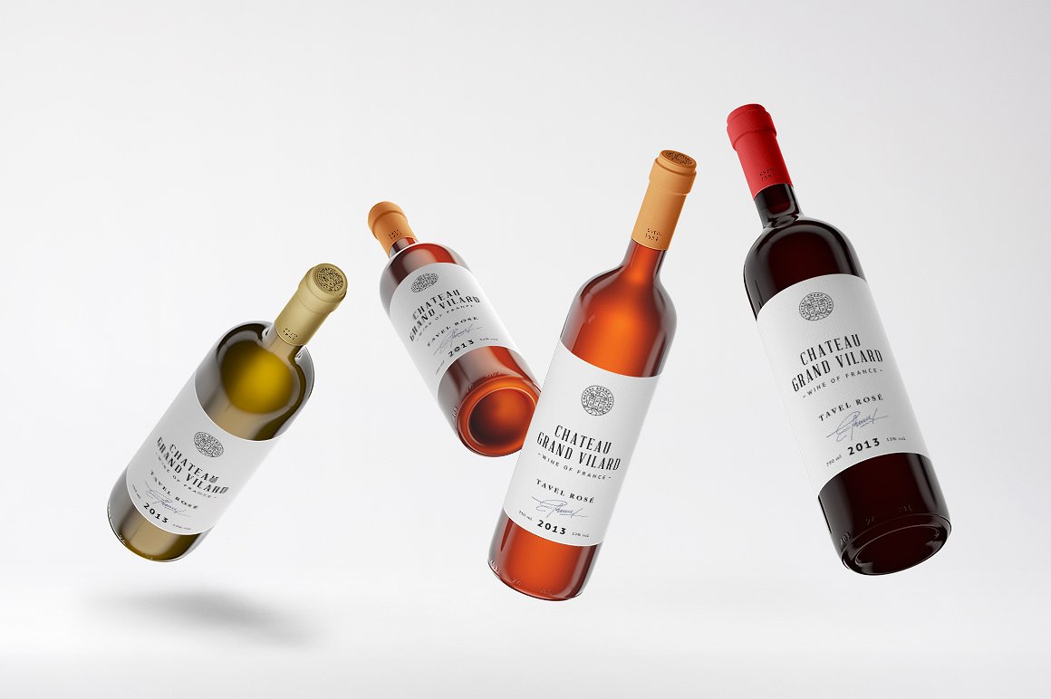 高端葡萄酒瓶贴品牌设计提案展示样机 Wine Packaging Mockups_img_2