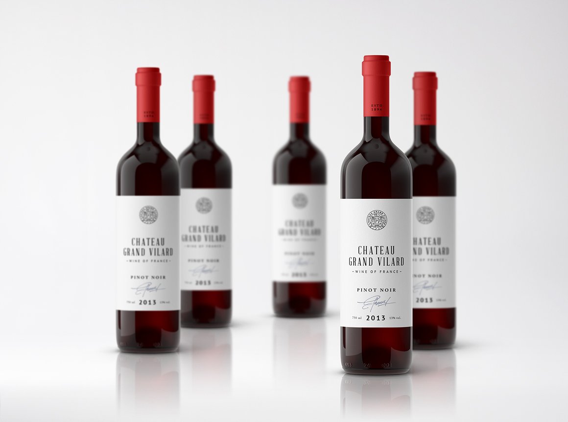 高端葡萄酒瓶贴品牌设计提案展示样机 Wine Packaging Mockups_img_2