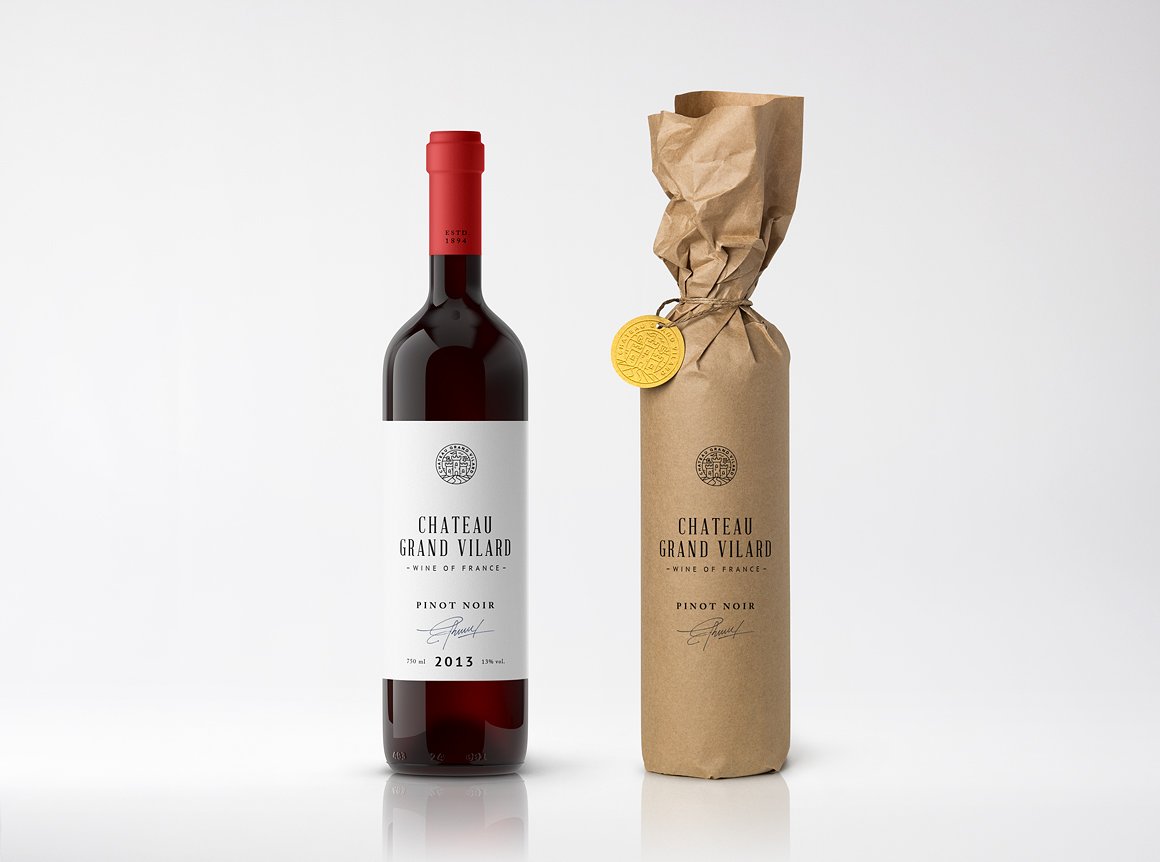 高端葡萄酒瓶贴品牌设计提案展示样机 Wine Packaging Mockups_img_2