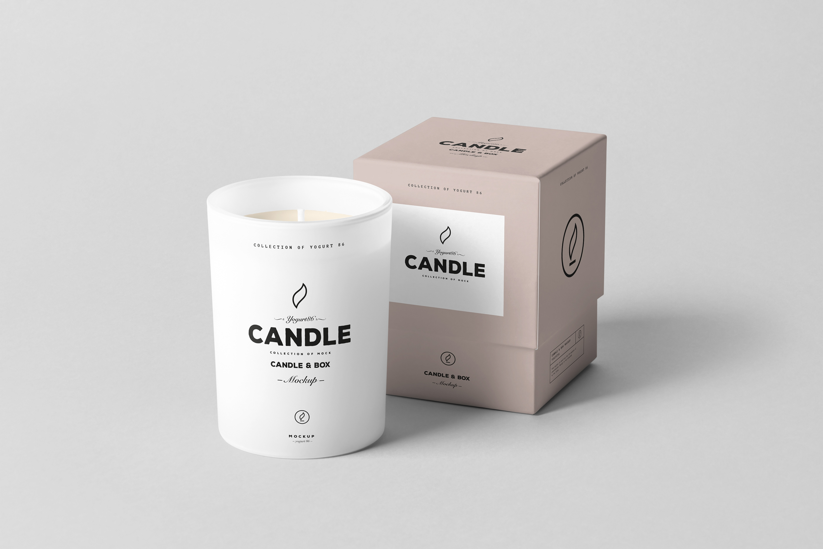 时尚的蜡烛香薰玻璃杯包装设计展示样机 Candle & Box Mock-up_img_2