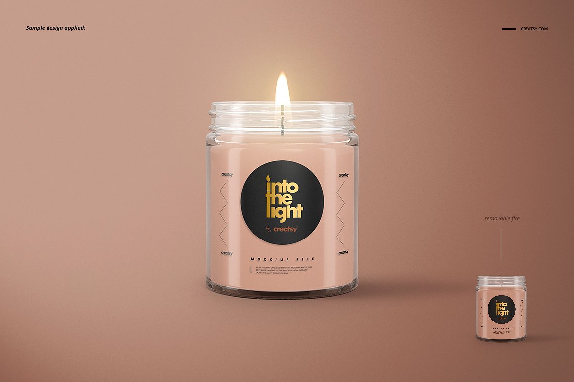 精致的蜡烛香薰玻璃杯包装设计展示样机品牌PSD智能贴图 Jar Candle Mockup Set_img_2