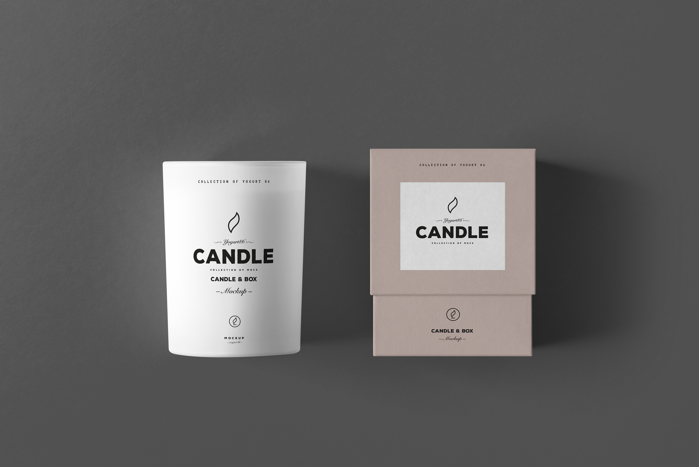 时尚的蜡烛香薰玻璃杯包装设计展示样机 Candle & Box Mock-up_img_2