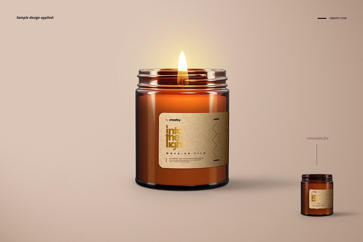 棕色琥珀罐玻璃杯蜡烛香薰包装设计展示样机套装 Amber Jar Candle Mockup Set_img_2