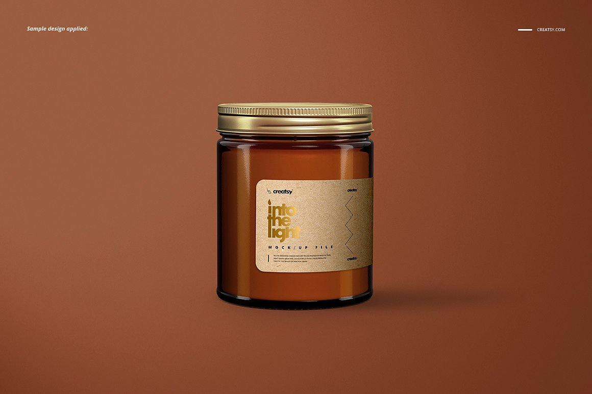 棕色琥珀罐玻璃杯蜡烛香薰包装设计展示样机套装 Amber Jar Candle Mockup Set_img_2