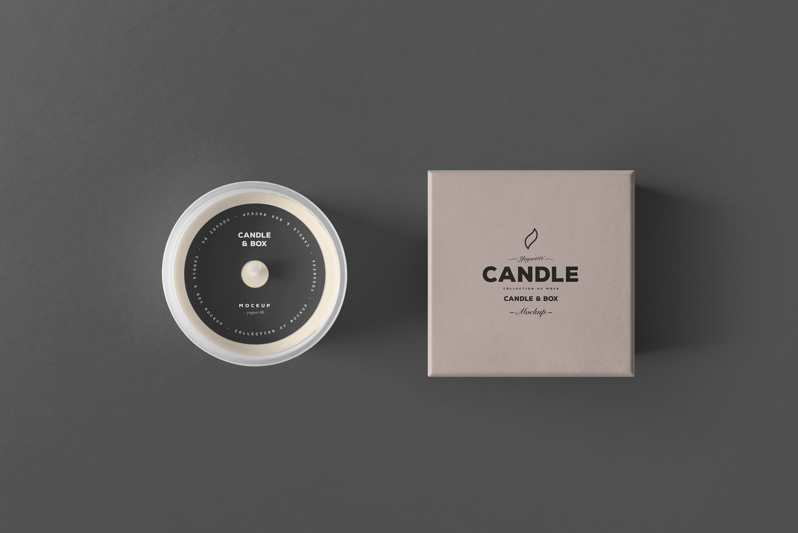 时尚的蜡烛香薰玻璃杯包装设计展示样机 Candle & Box Mock-up_img_2