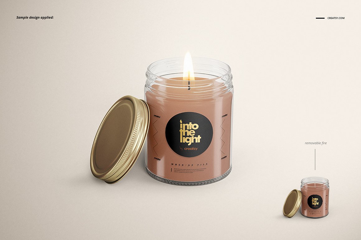 精致的蜡烛香薰玻璃杯包装设计展示样机品牌PSD智能贴图 Jar Candle Mockup Set_img_2