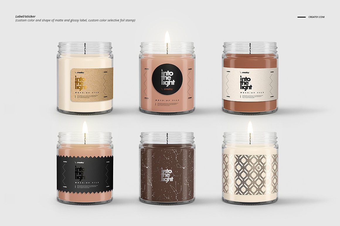 精致的蜡烛香薰玻璃杯包装设计展示样机品牌PSD智能贴图 Jar Candle Mockup Set_img_2