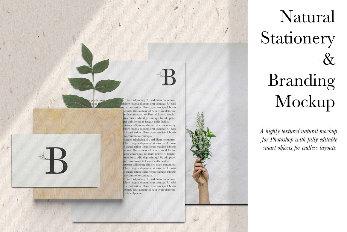 自然风格品牌VI设计提案办公文创展示样机PSD智能贴图模板 Natural Stationary Branding Mockup_img_2