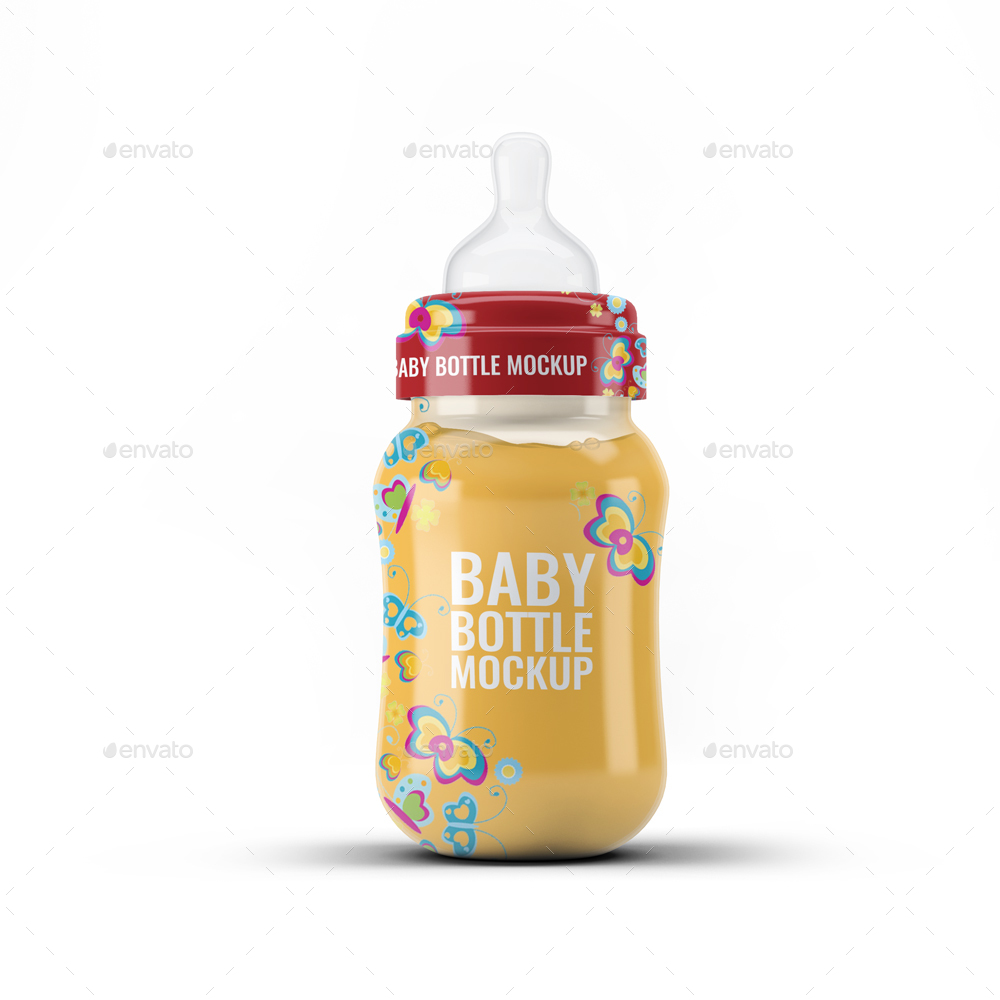 可爱的婴儿宝宝奶瓶水杯展示模型 Baby Bottle Mock-Up_img_2