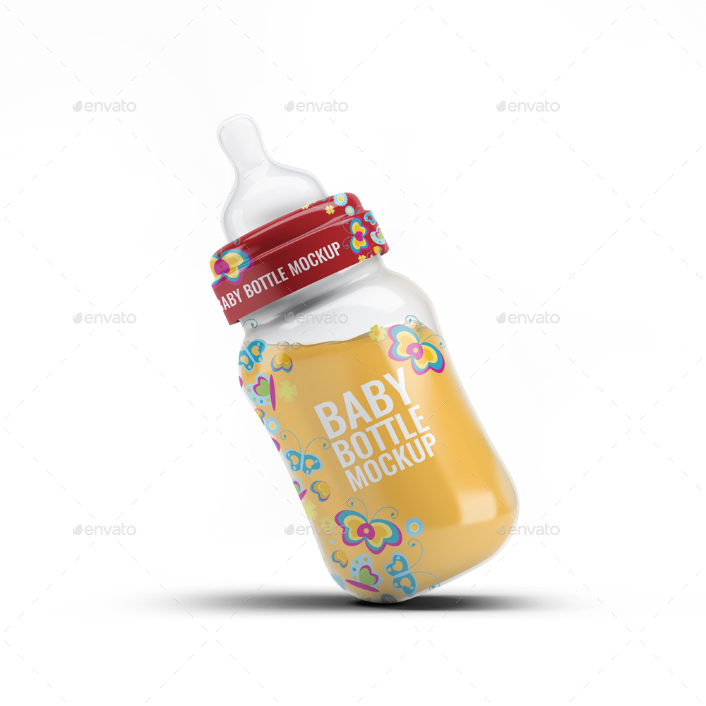 可爱的婴儿宝宝奶瓶水杯展示模型 Baby Bottle Mock-Up_img_2