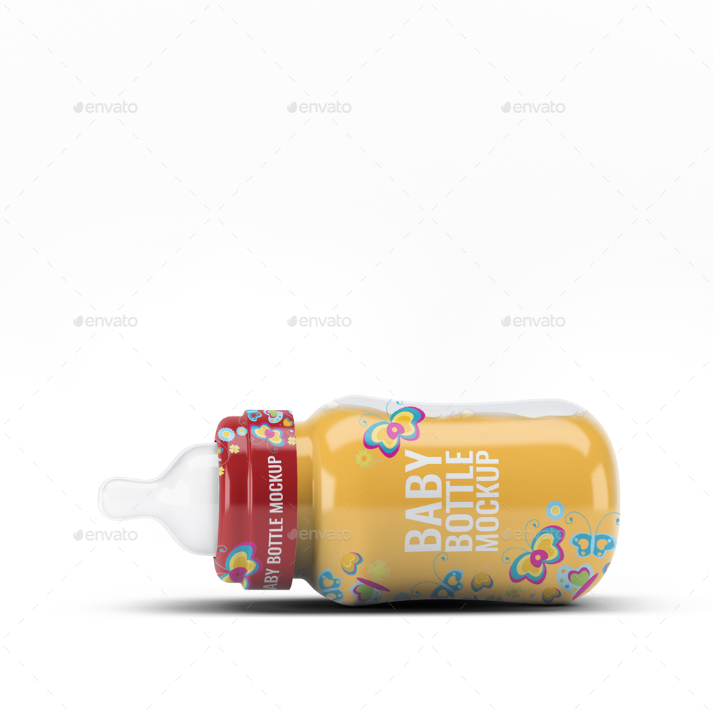 可爱的婴儿宝宝奶瓶水杯展示模型 Baby Bottle Mock-Up_img_2