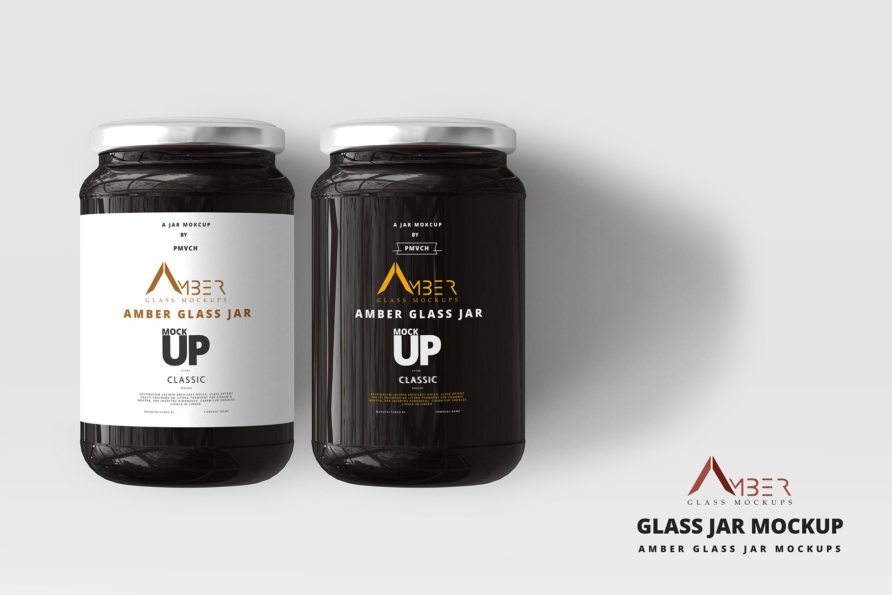 蜂蜜罐头LOGO标签设计提案玻璃瓶展示样机PSD智能贴图模板 Amber Glass Jar Mockup_img_2