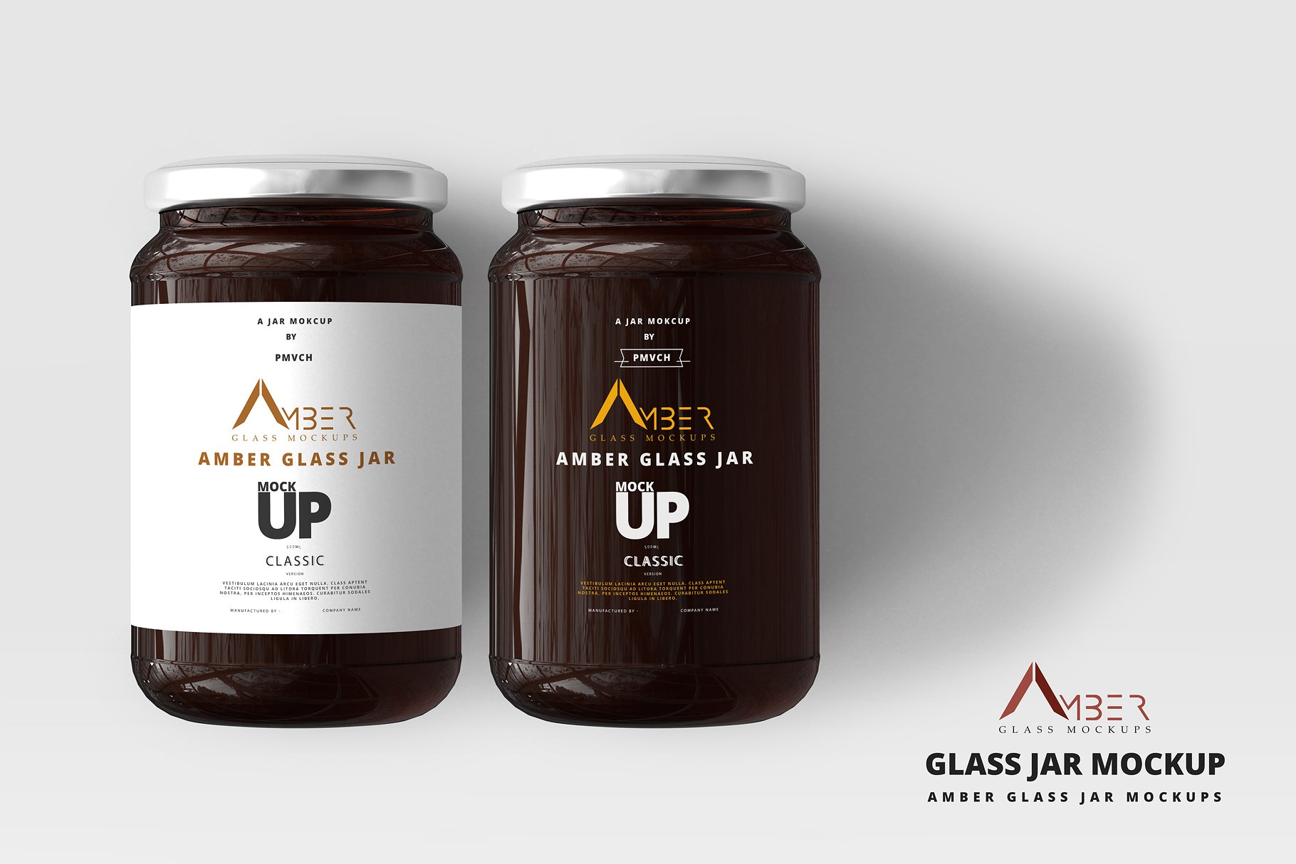 蜂蜜罐头LOGO标签设计提案玻璃瓶展示样机PSD智能贴图模板 Amber Glass Jar Mockup_img_2