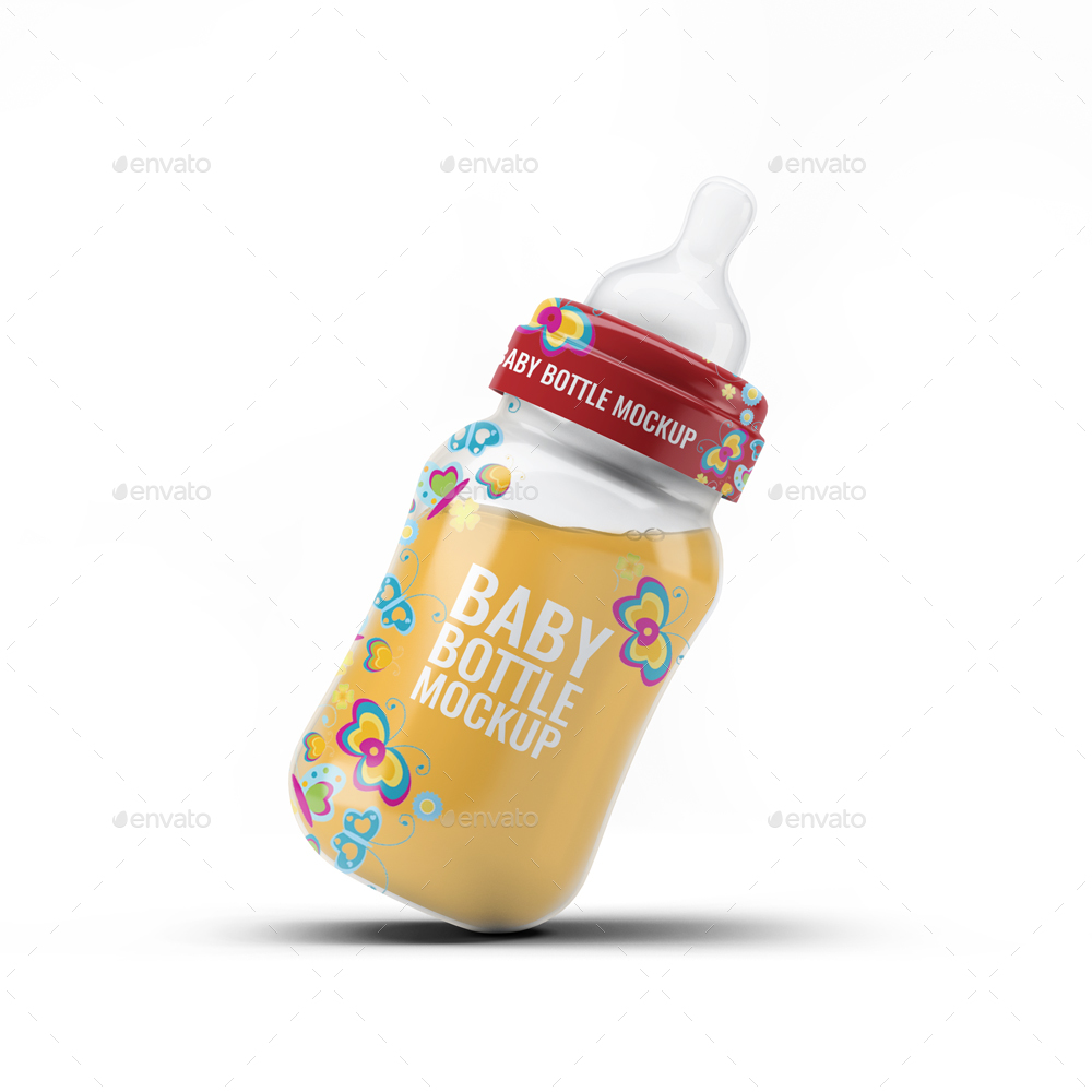 可爱的婴儿宝宝奶瓶水杯展示模型 Baby Bottle Mock-Up_img_2