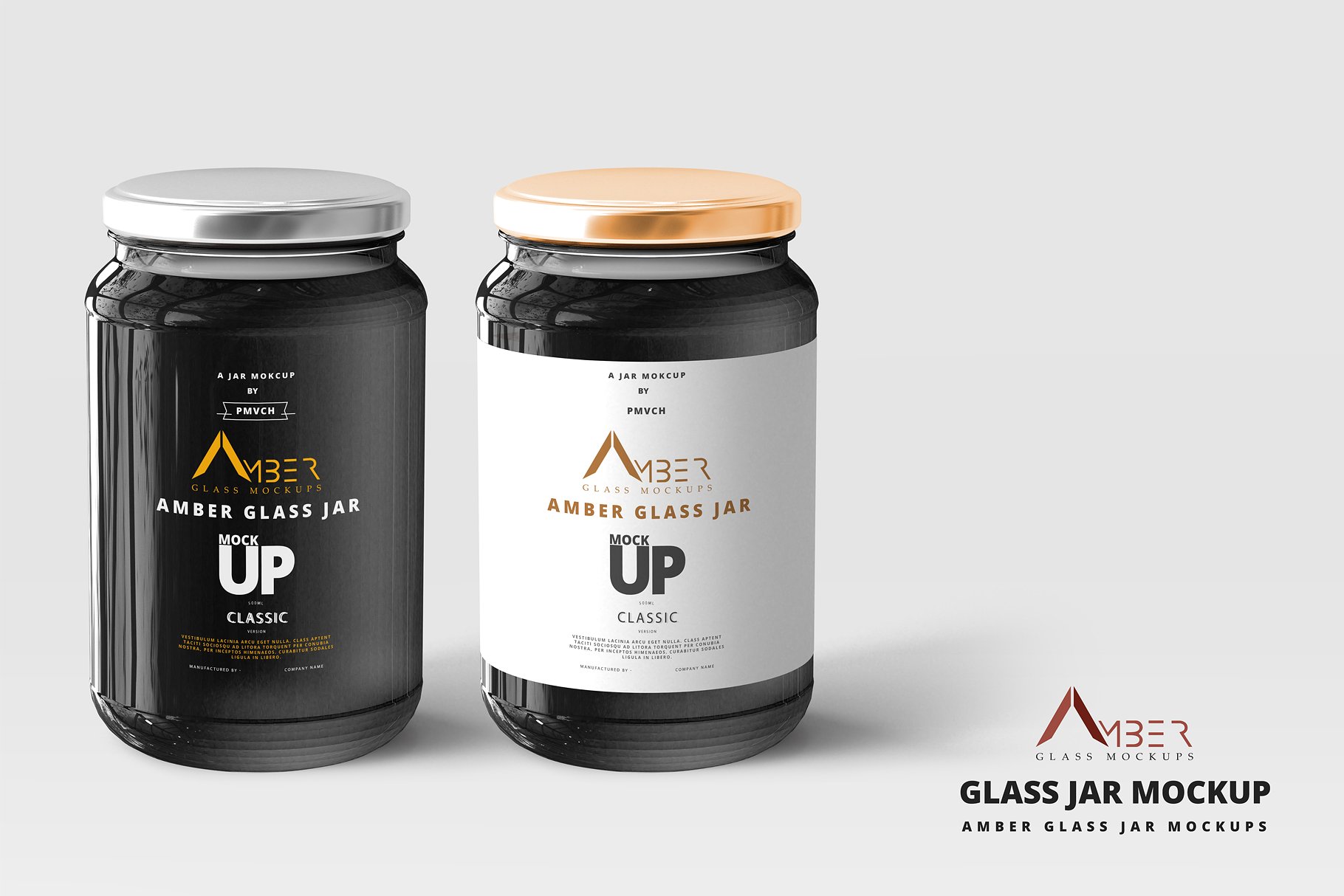 蜂蜜罐头LOGO标签设计提案玻璃瓶展示样机PSD智能贴图模板 Amber Glass Jar Mockup_img_2