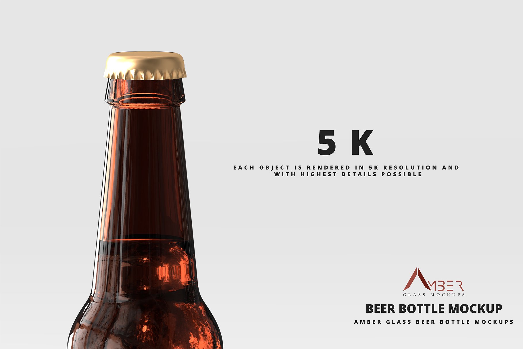 啤酒LOGO标签设计提案展示样机PSD智能贴图模板 Amber Glass Beer Bottle Mockup_img_2