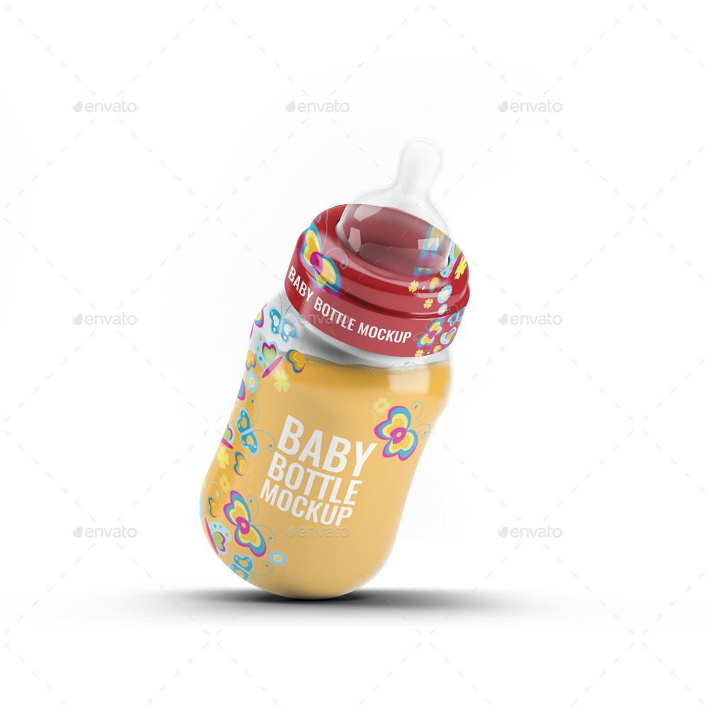 可爱的婴儿宝宝奶瓶水杯展示模型 Baby Bottle Mock-Up_img_2