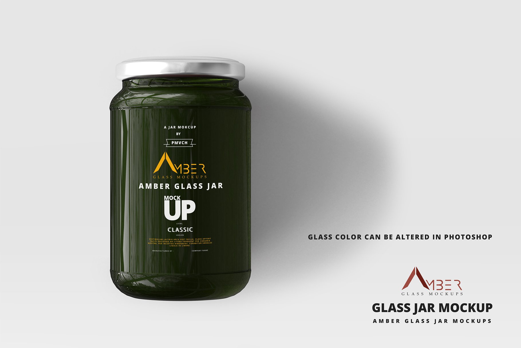 蜂蜜罐头LOGO标签设计提案玻璃瓶展示样机PSD智能贴图模板 Amber Glass Jar Mockup_img_2