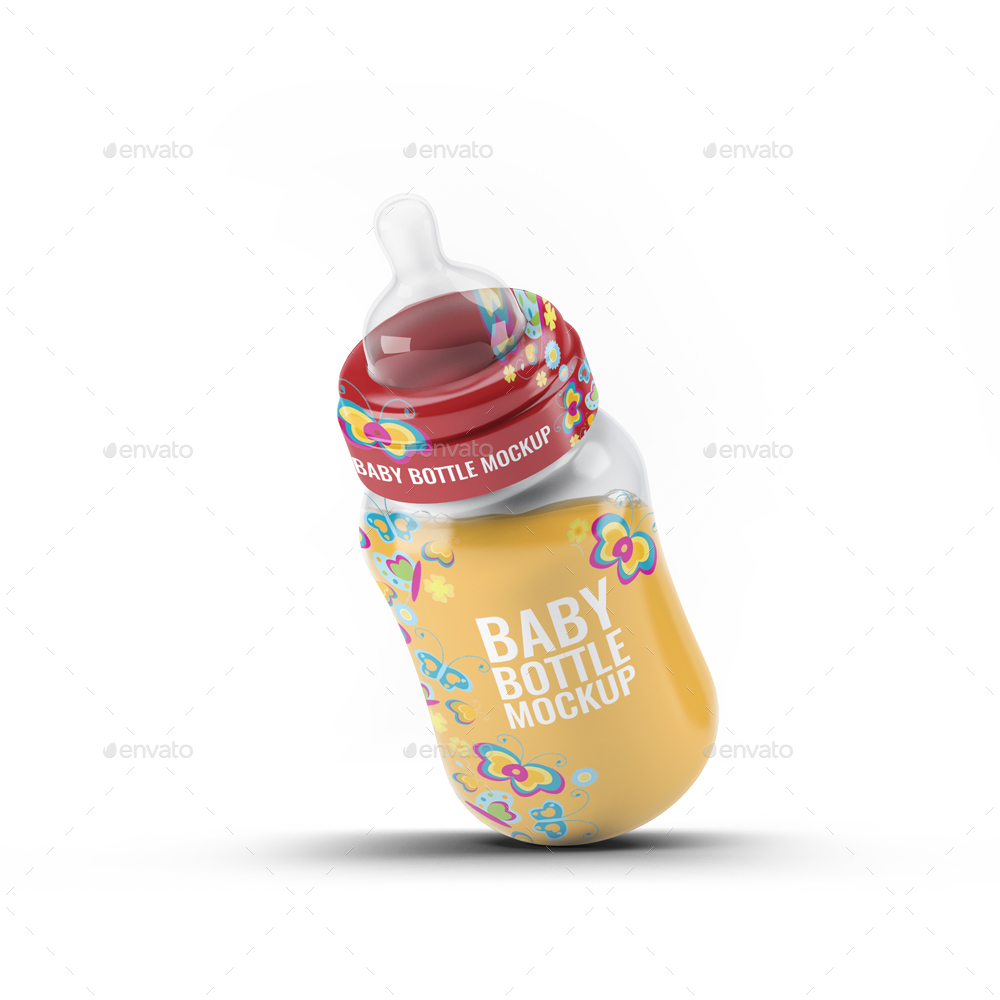 可爱的婴儿宝宝奶瓶水杯展示模型 Baby Bottle Mock-Up_img_2