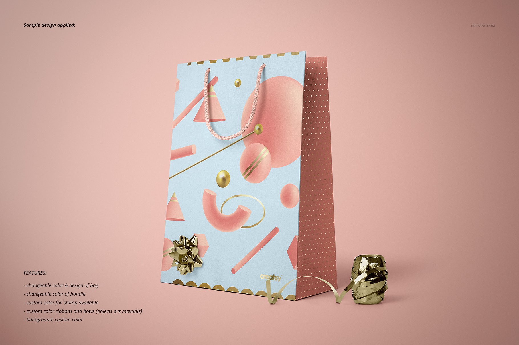 商场购物手提袋样机品牌设计提案PSD智能贴图模板 Paper Bags Mockup (gifting edition)_img_2