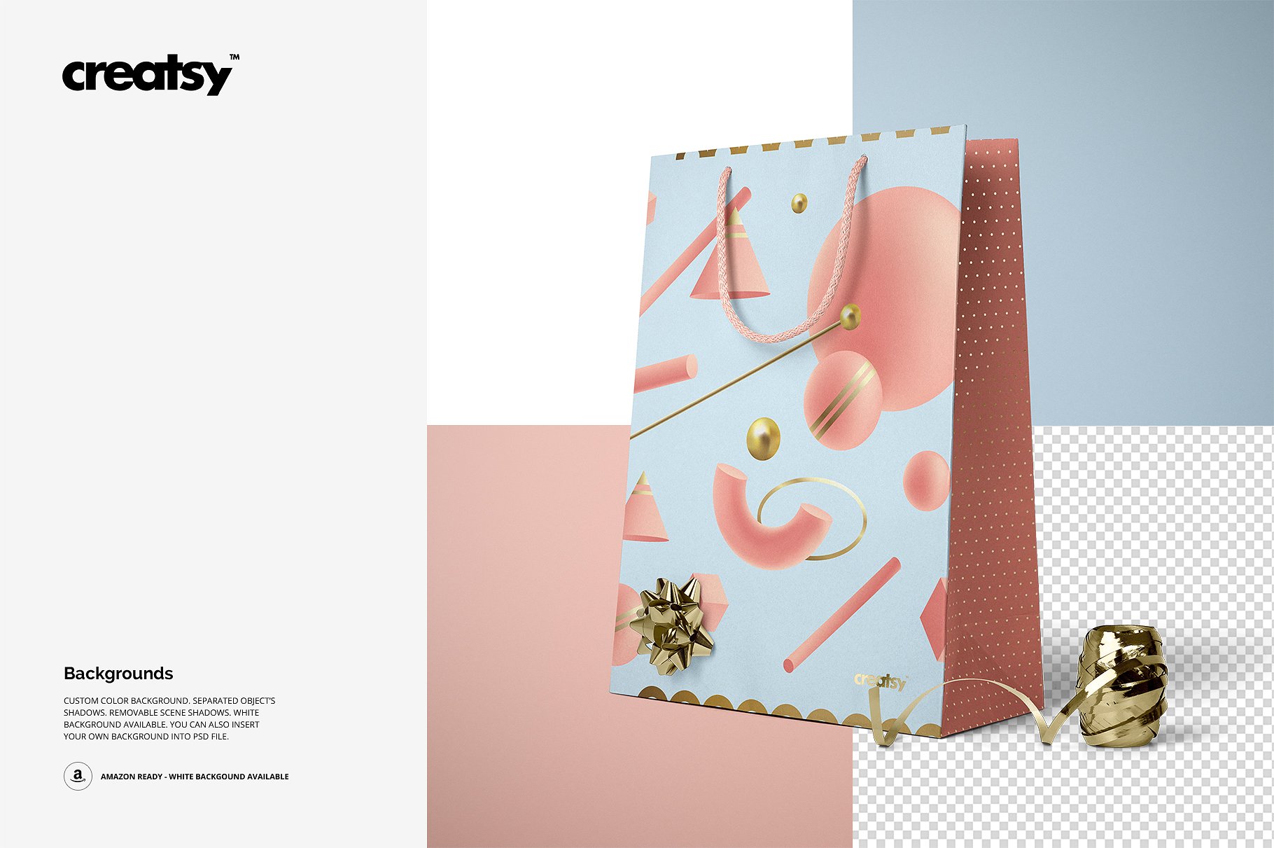 商场购物手提袋样机品牌设计提案PSD智能贴图模板 Paper Bags Mockup (gifting edition)_img_2