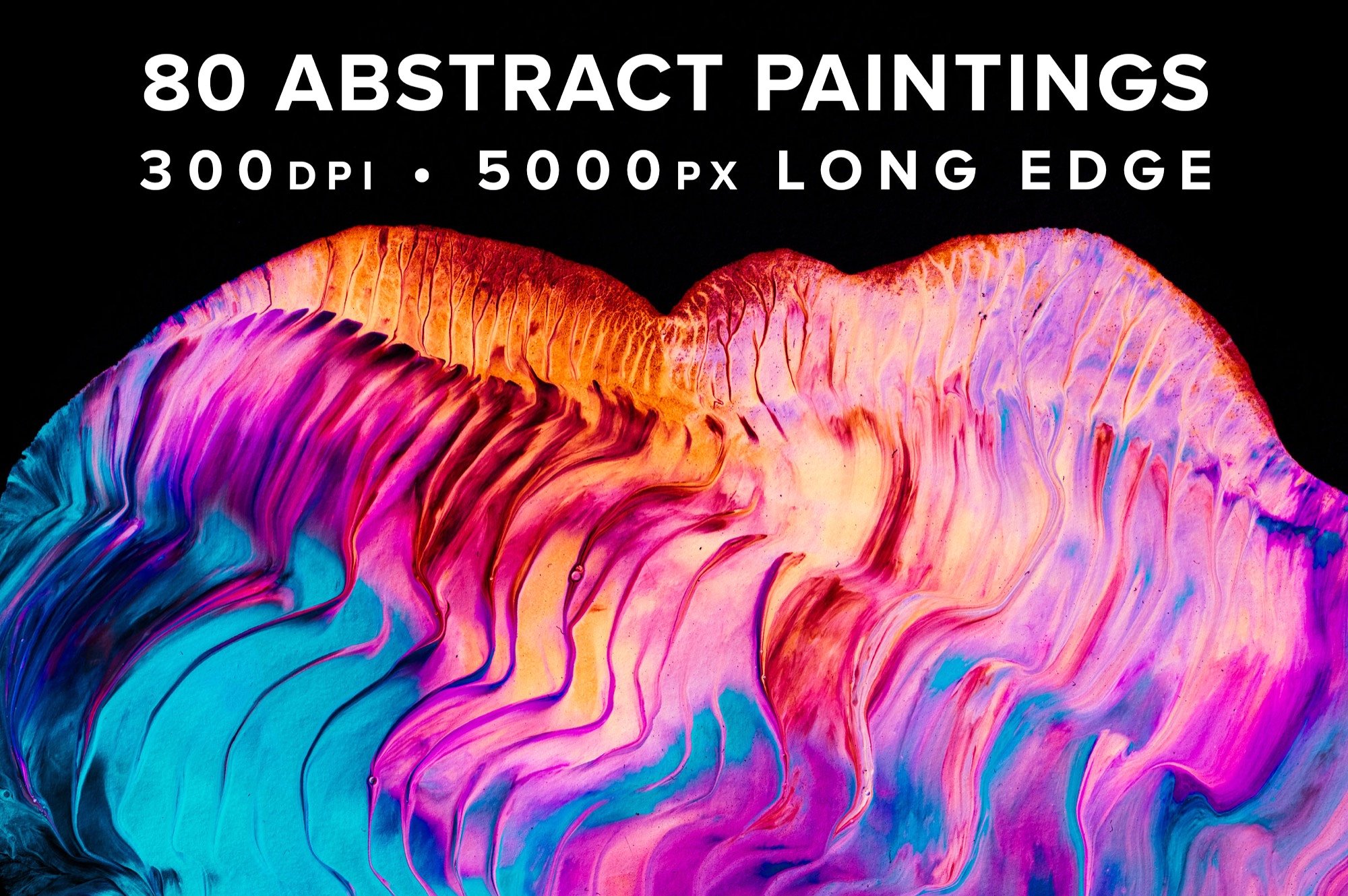 创意抽象纹理系列：抽象液态流体油漆丙烯酸刷子画工具包 Abstract Paint Bundle_img_2
