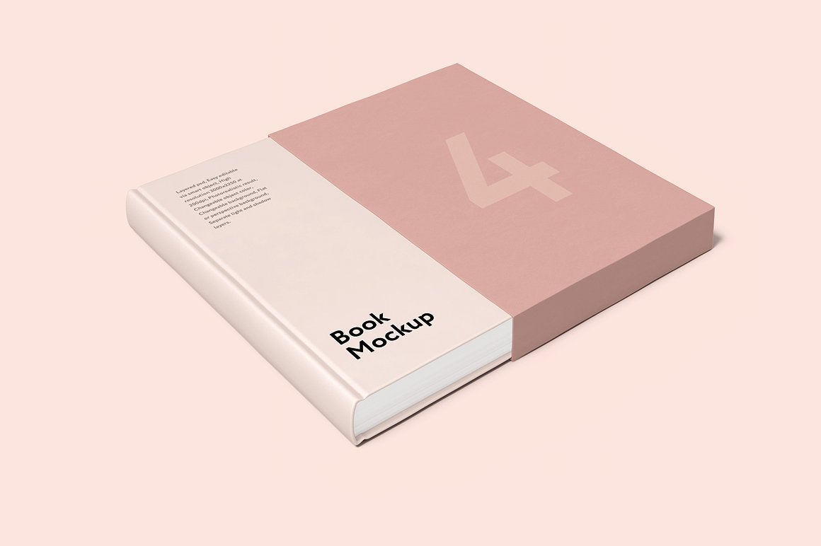 精装书画册封面贴图提案样机PSD设计模板 Book And Cover Mockup 4psd_img_2