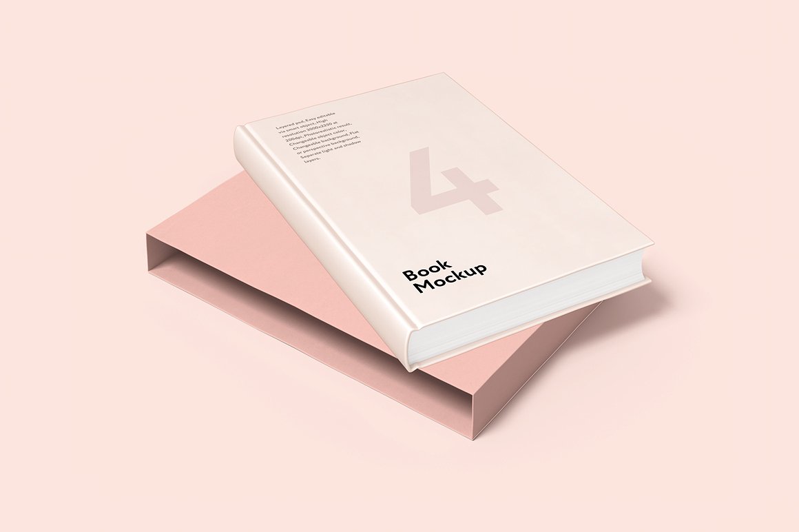 精装书画册封面贴图提案样机PSD设计模板 Book And Cover Mockup 4psd_img_2