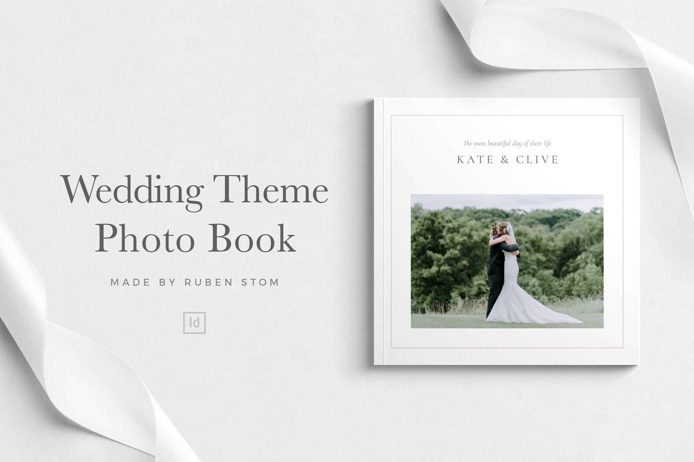 优雅的婚礼主题广场照片Indd画册模板 Wedding Theme Photo Book_img_2