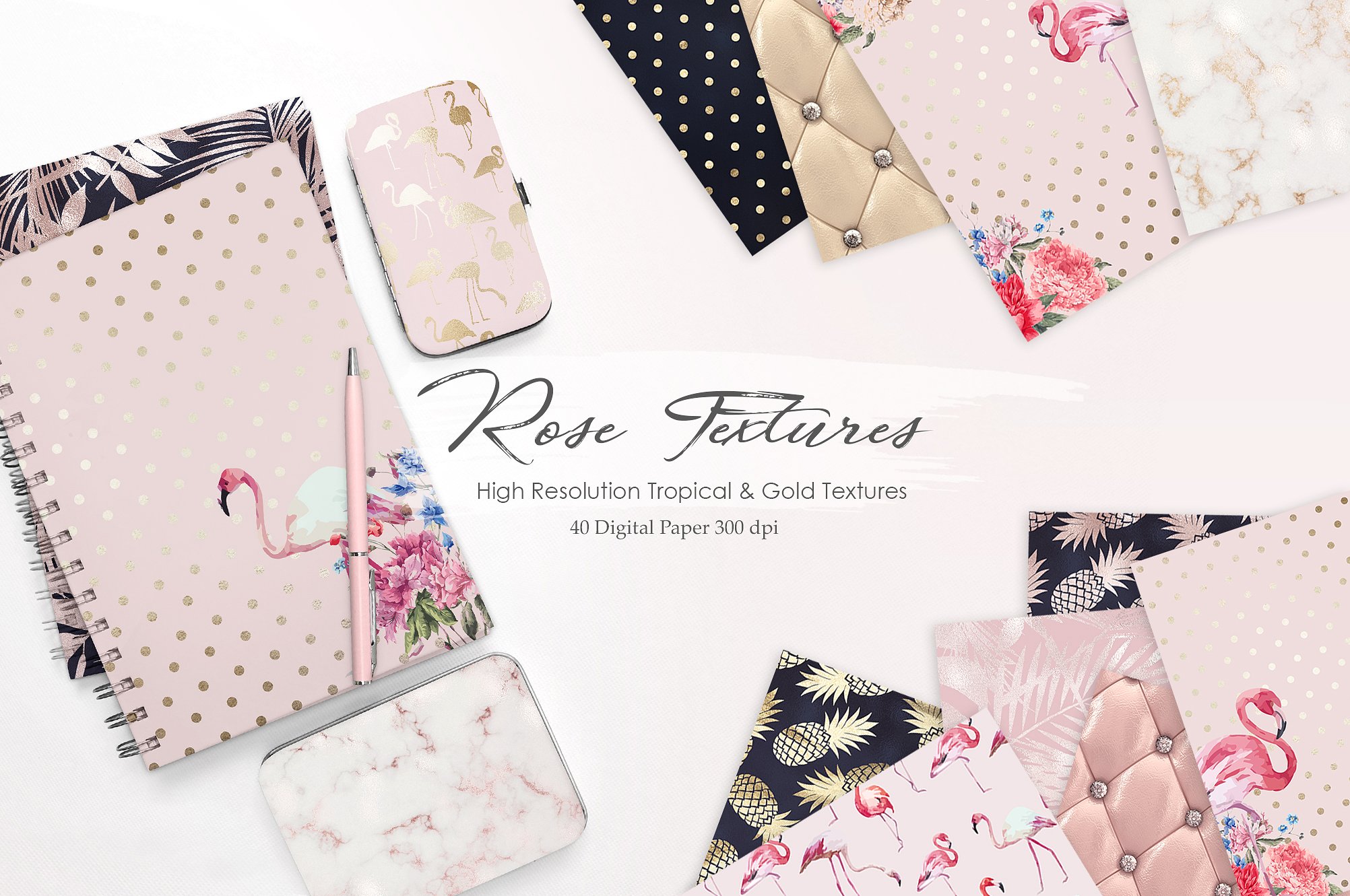 40款大理石玫瑰金海军蓝豪华纹理 Marble Rose Gold and Navy Textures_img_2