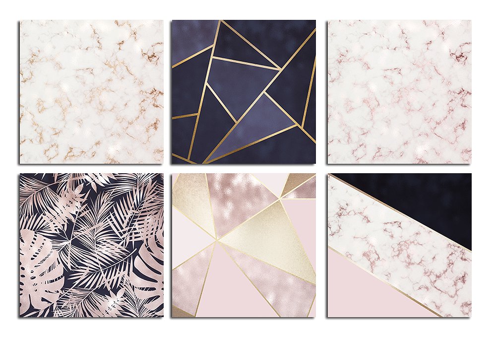 大理石玫瑰金海军蓝背景纹理集合 Marble Rose Gold Navy Textures_img_2