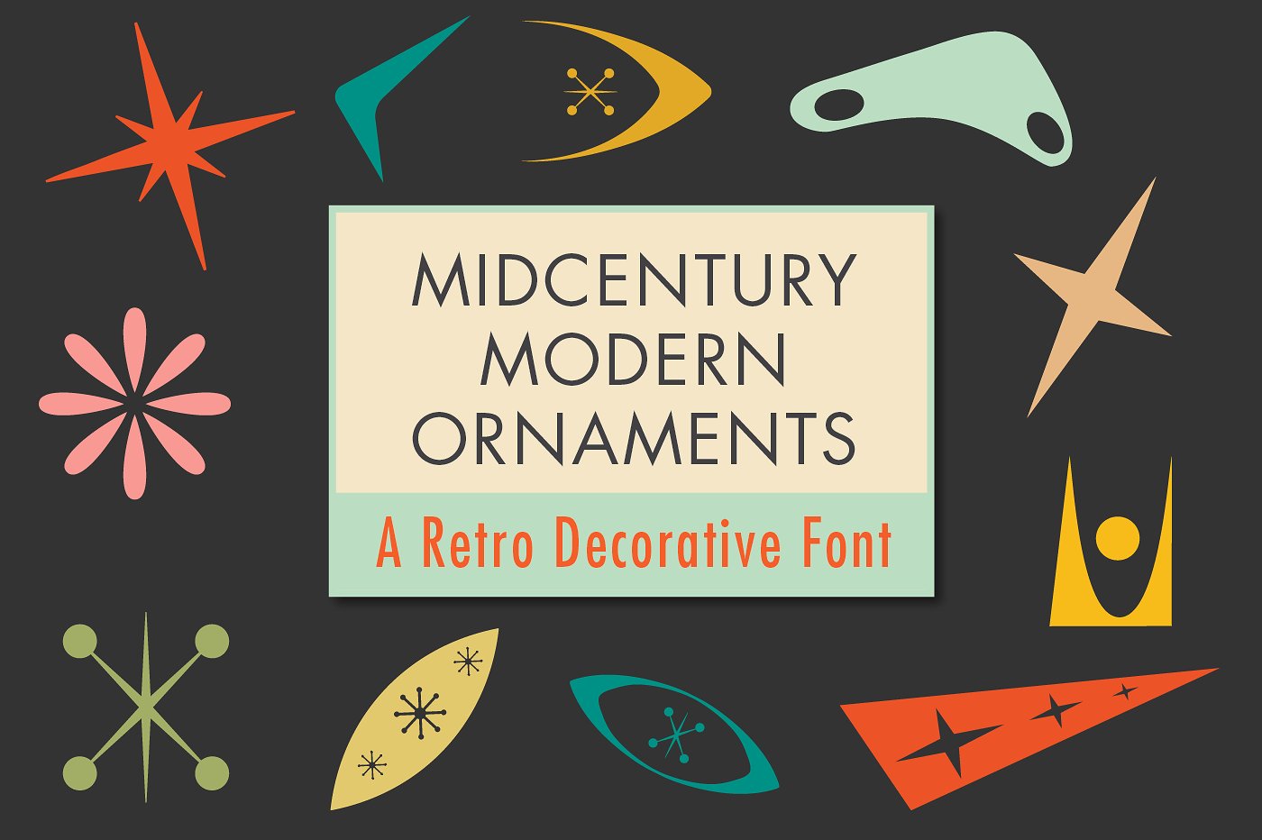 超级复古的中世纪现代装饰字体 Mid-Century Modern Ornaments Font_img_2