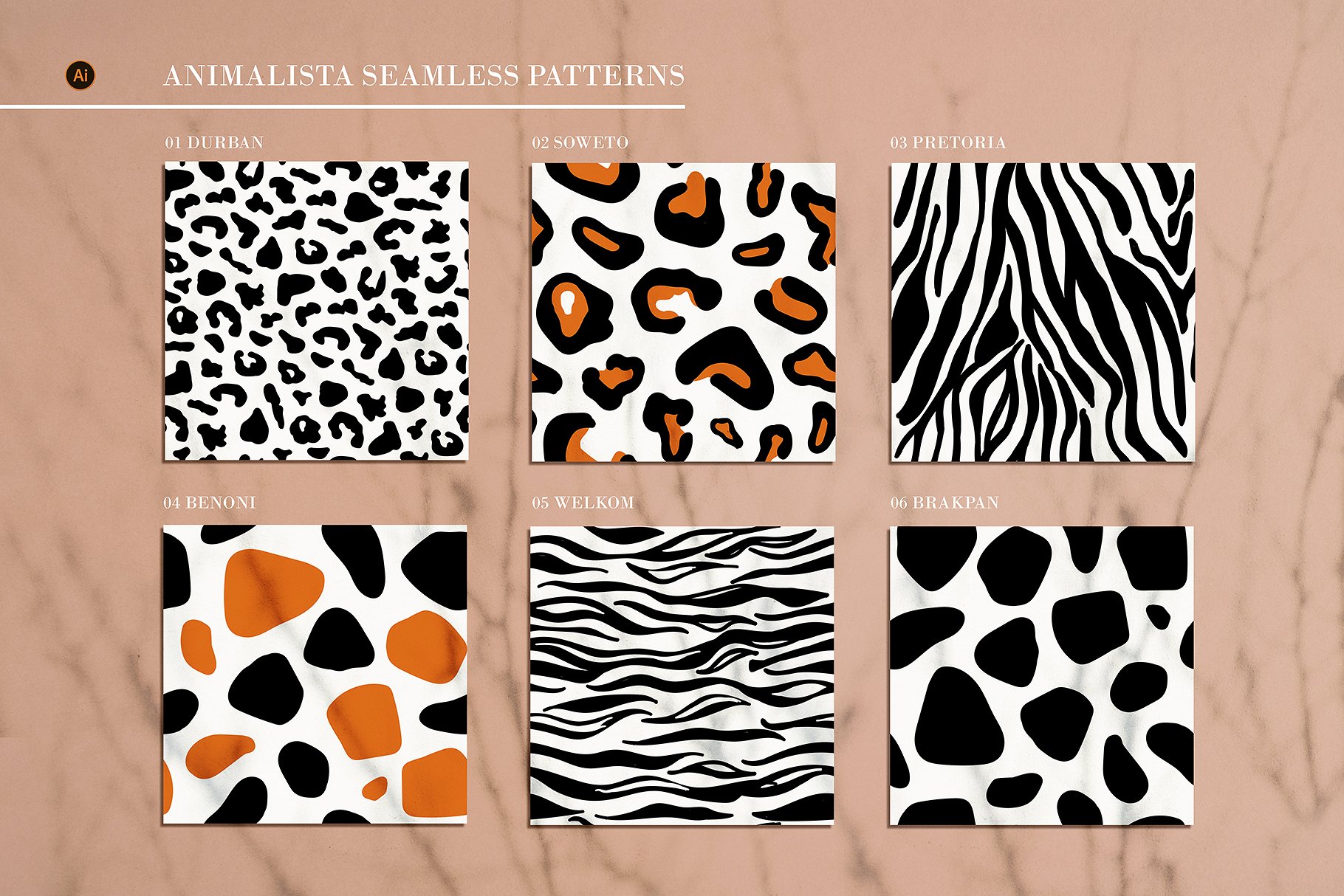 斑点豹纹无缝动物矢量图案 Animalista Patterns Collection_img_2