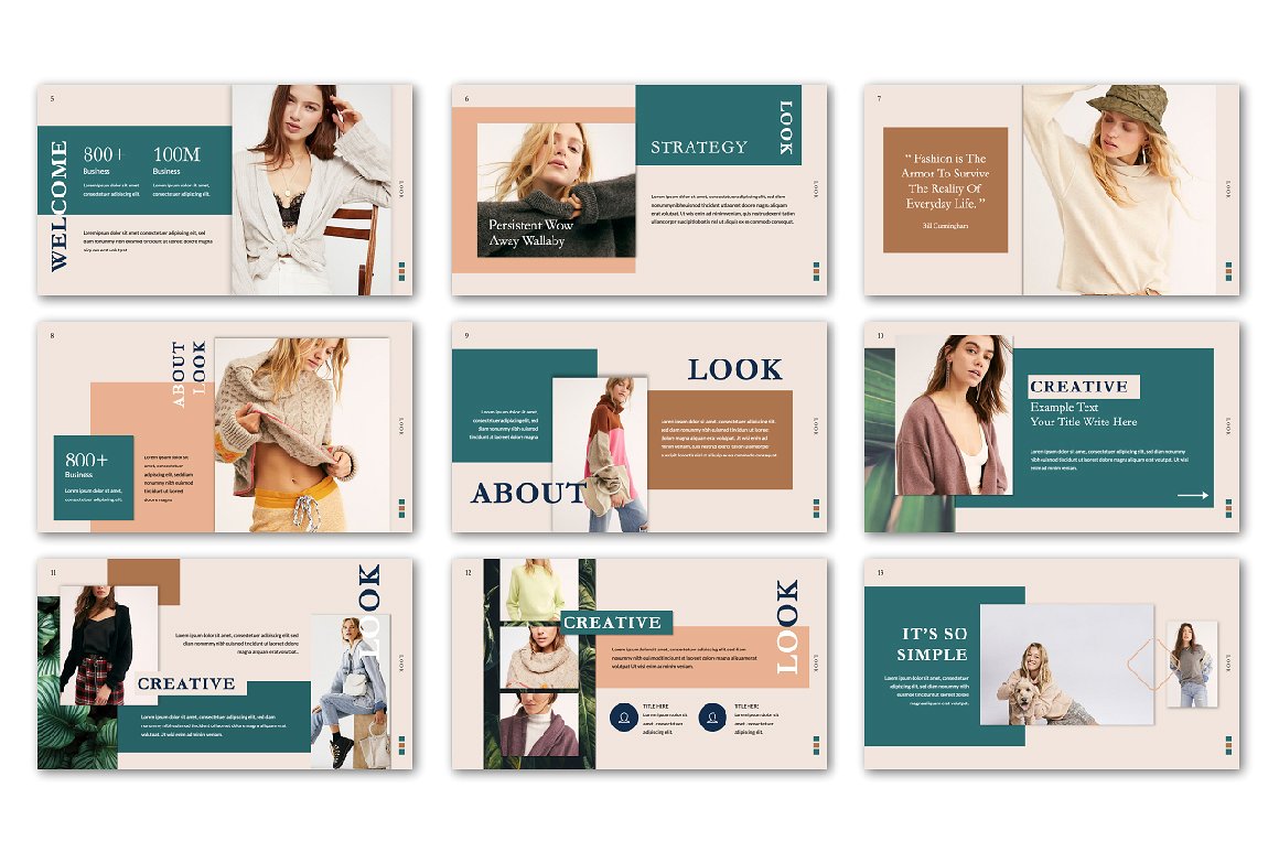 时尚简约的女性服装摄影营销Keynote模板 Trendy And Simple Female Clothing Photography Marketing Keynote Template_img_2